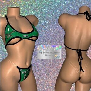 EXOTIC DANCE-WEAR/ STRIPPER WEAR: CUSTOM 2 PIECE SET WITH RHINESTONES